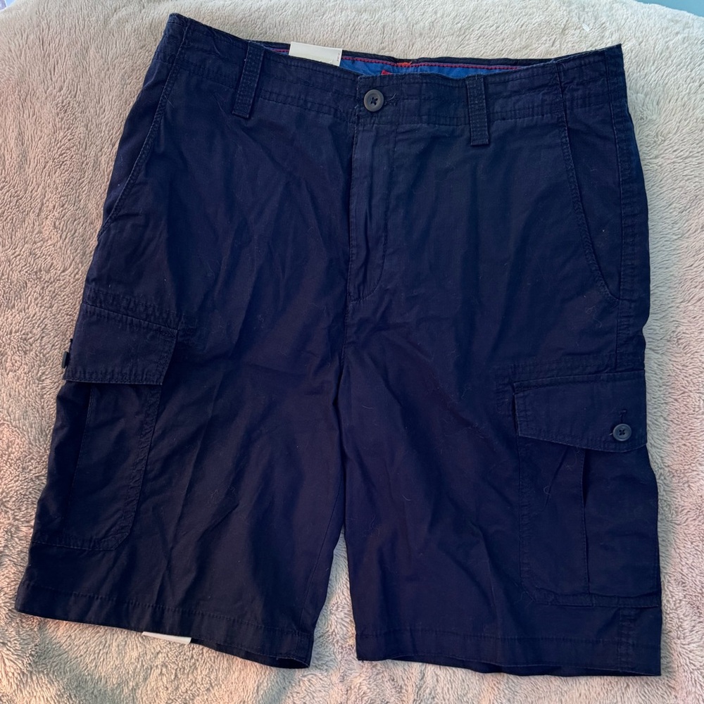 IZOD Cargo Shorts Men's 30X10.5 Midnight Blue Chino Cotton NWT